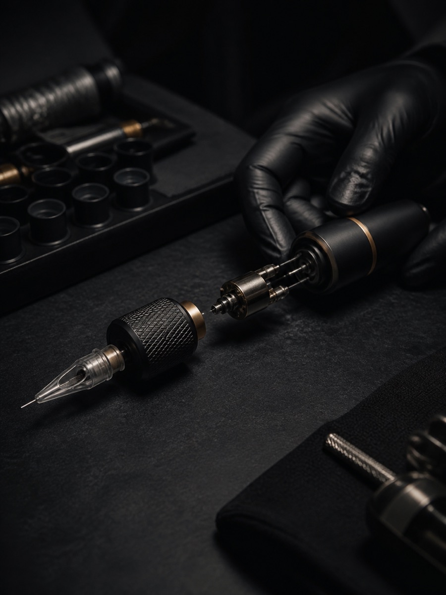 Equipamentos de tatuagem em detalhe